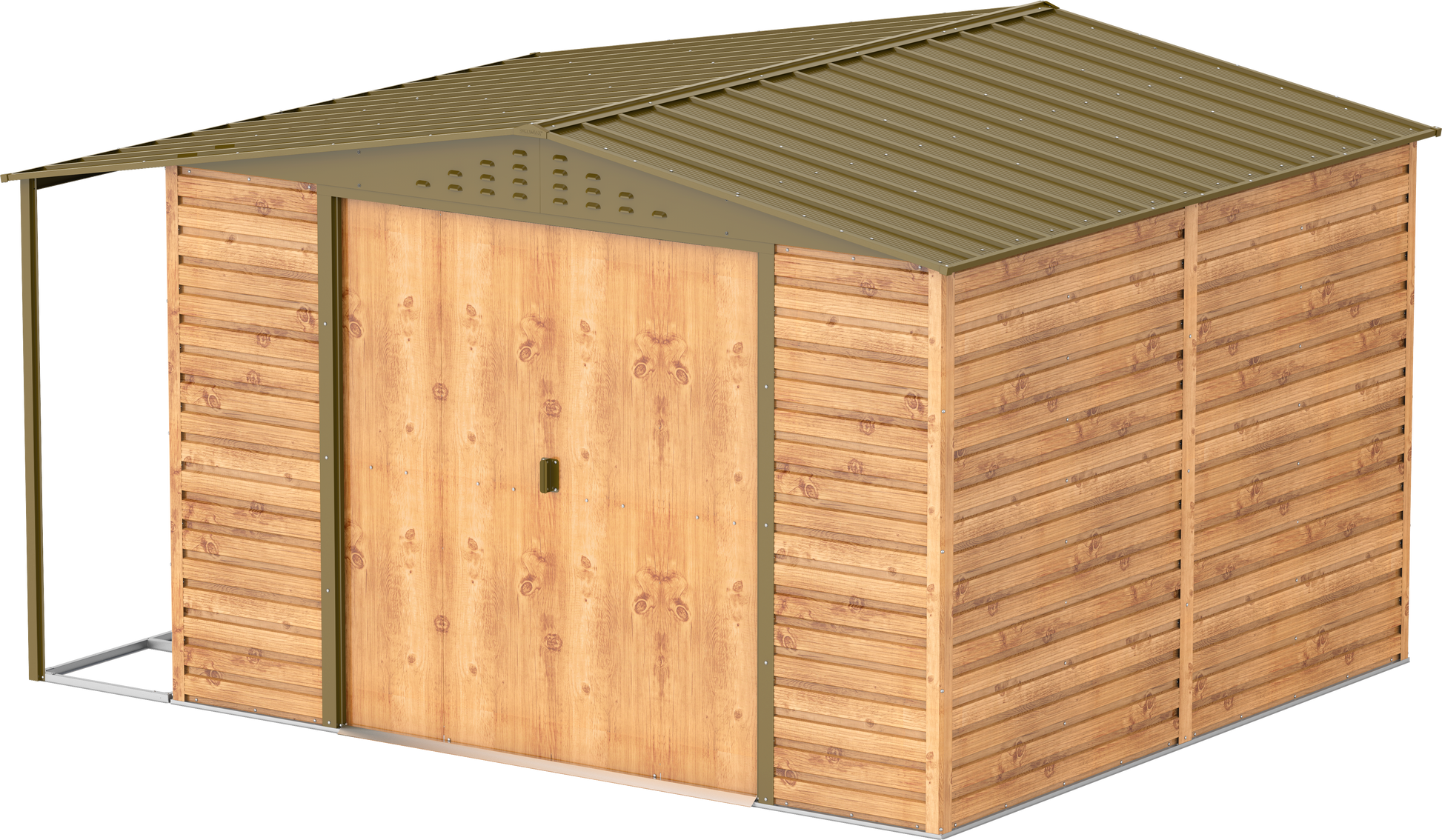 Caseta de Jardin Alpine 10x10 imitación madera + extensión leñero