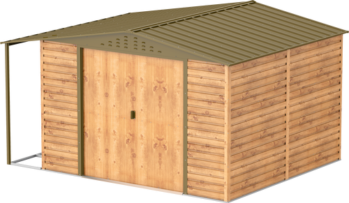 Caseta de Jardin Alpine 10x10 imitación madera + extensión leñero