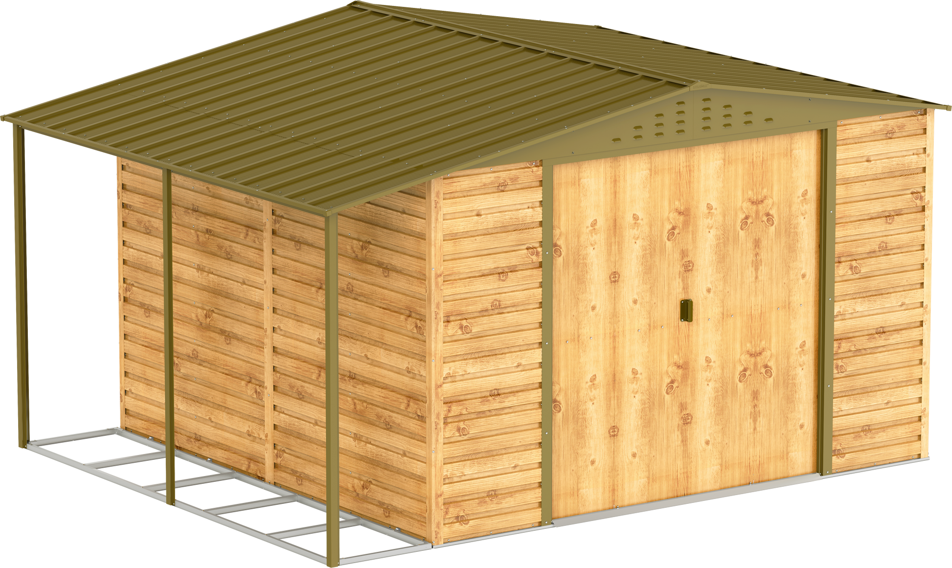 Caseta de Jardin Alpine 10x10 imitación madera + extensión leñero
