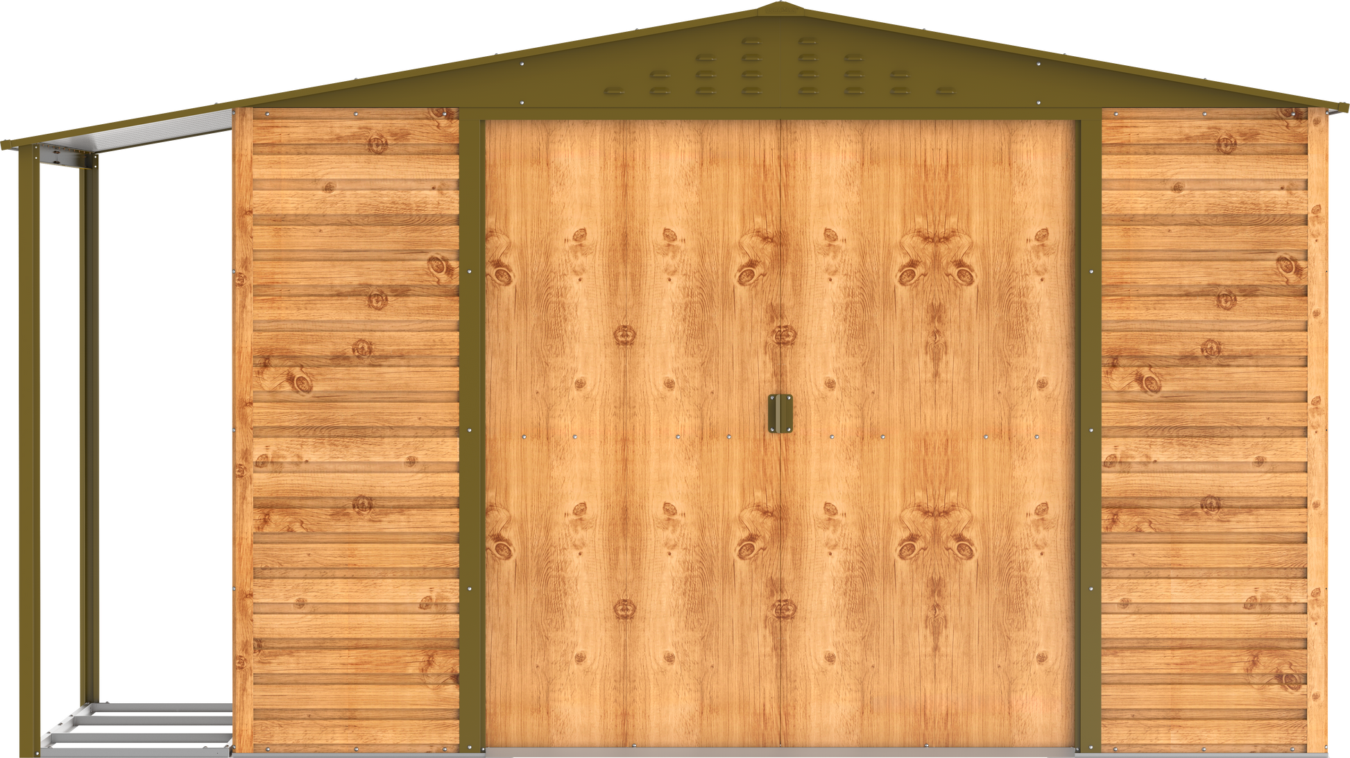 Caseta de Jardin Alpine 10x8 imitación madera + extensión leñero