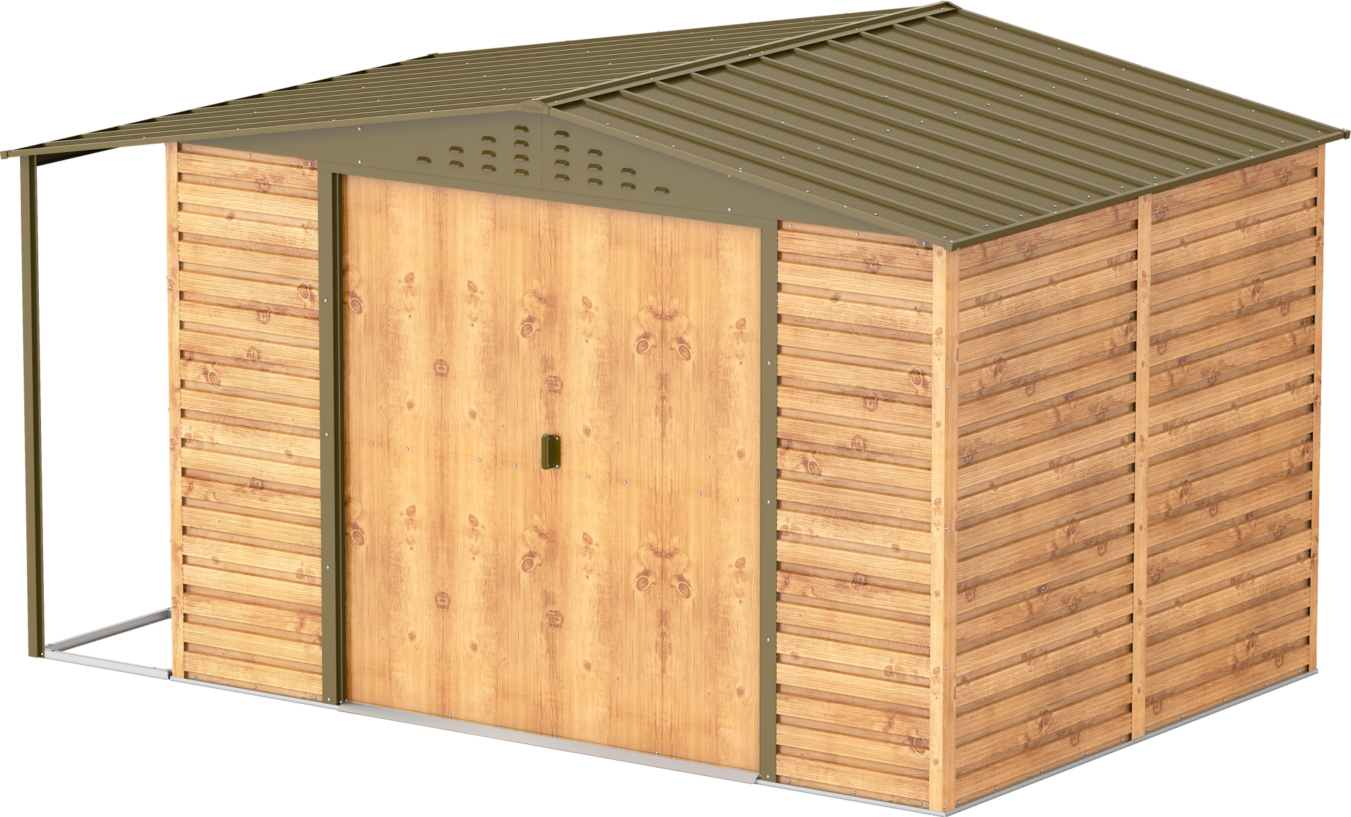Caseta de Jardin Alpine 10x8 imitación madera + extensión leñero