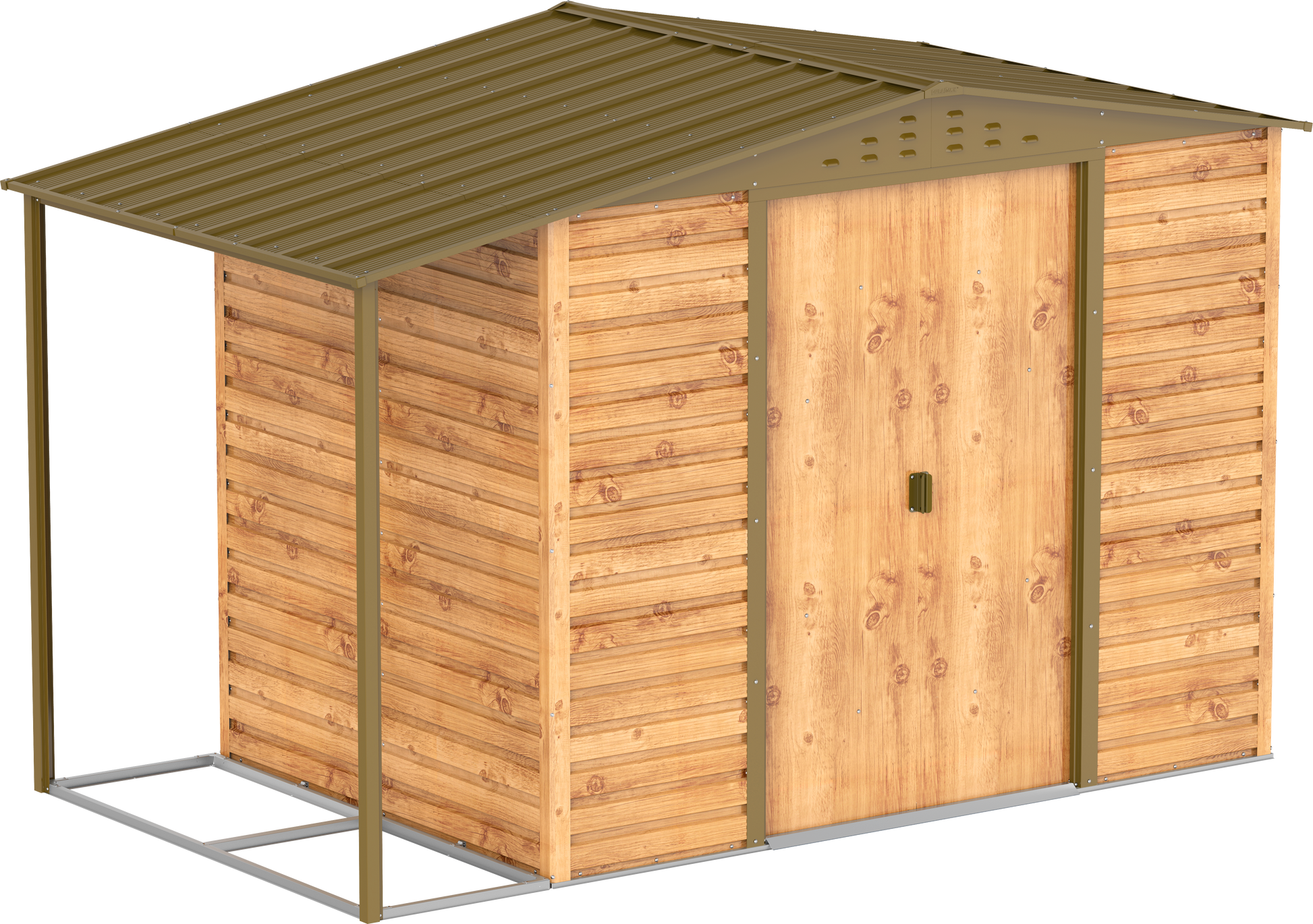 Caseta de Jardin Alpine 8x6 imitación madera + extensión leñero