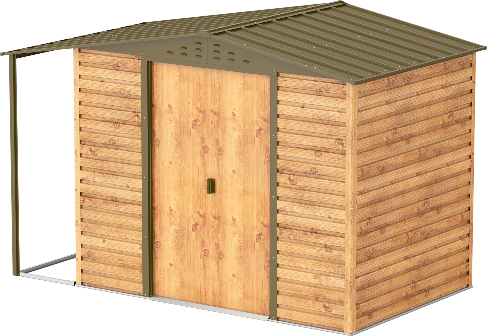 Caseta de Jardin Alpine 8x6 imitación madera + extensión leñero