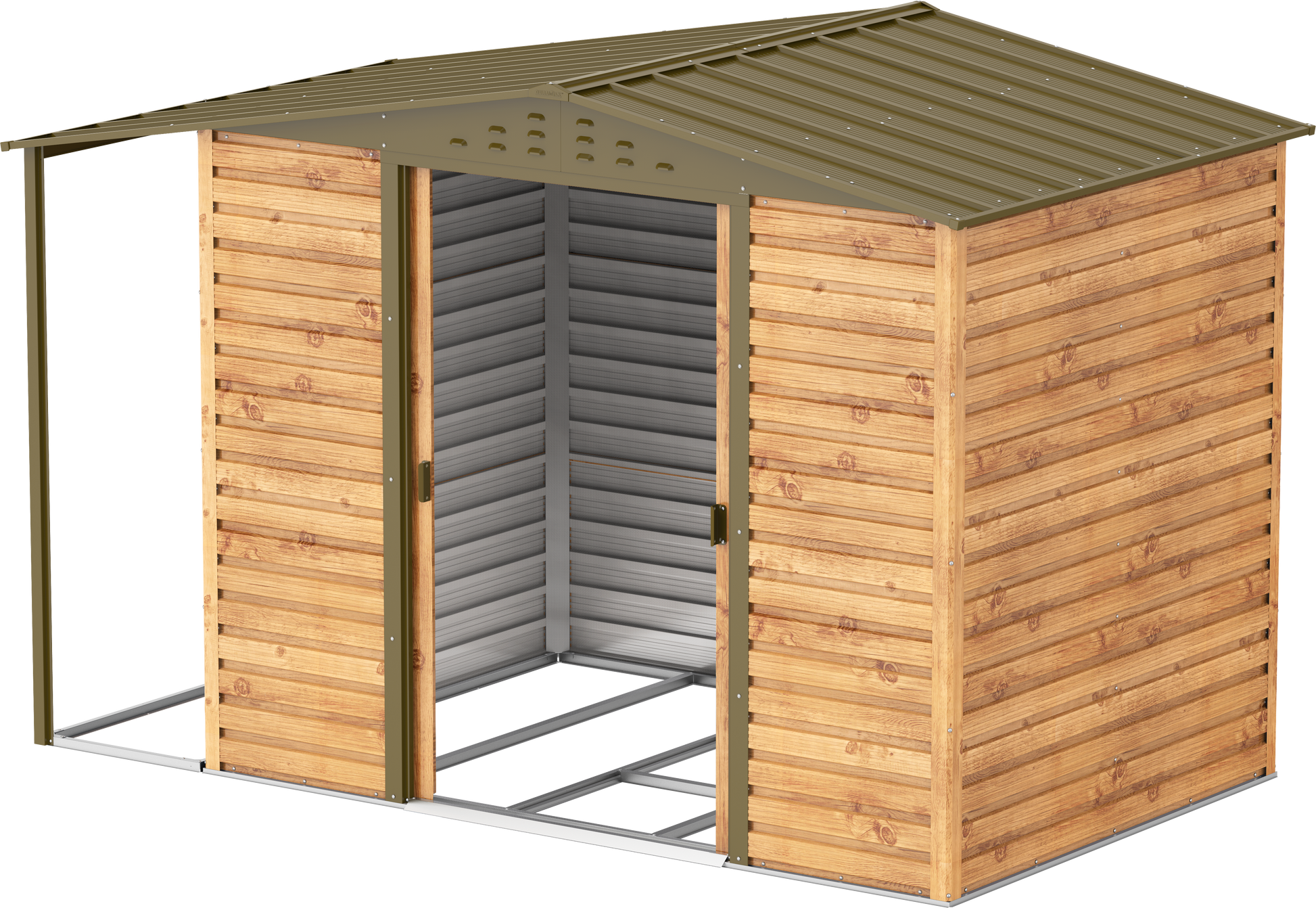 Caseta de Jardin Alpine 8x6 imitación madera + extensión leñero